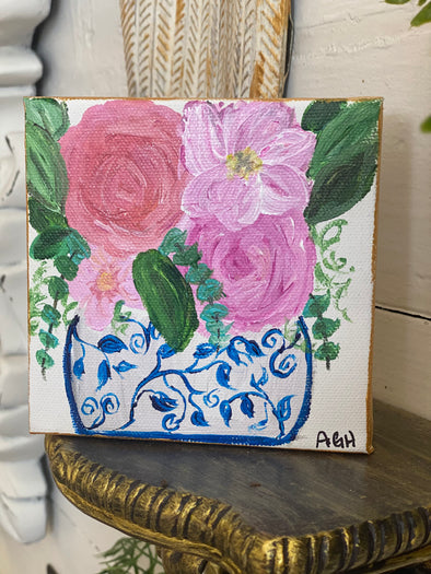 Shades of Pink Floral Jar Painting
