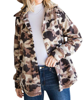 Brown Camo Sherpa Shacket