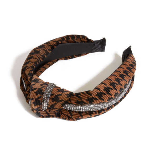 Brown Houndstooth Headband