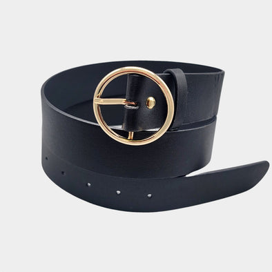 Open Circle Buckle Faux Leather Belt