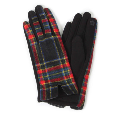 Black Tartan Plaid Touch Gloves