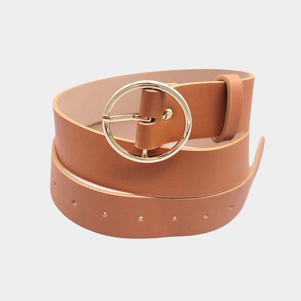 Open Circle Buckle Faux Leather Belt