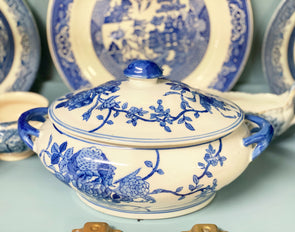 Floral Blue and White Tureen