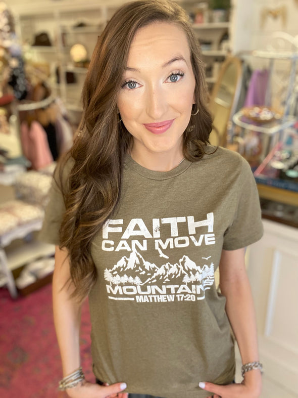 Faith Can Move Mountain Olive Tee