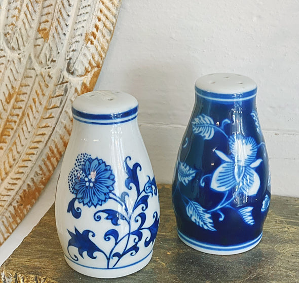 Blue and White Salt and Pepper Shakers