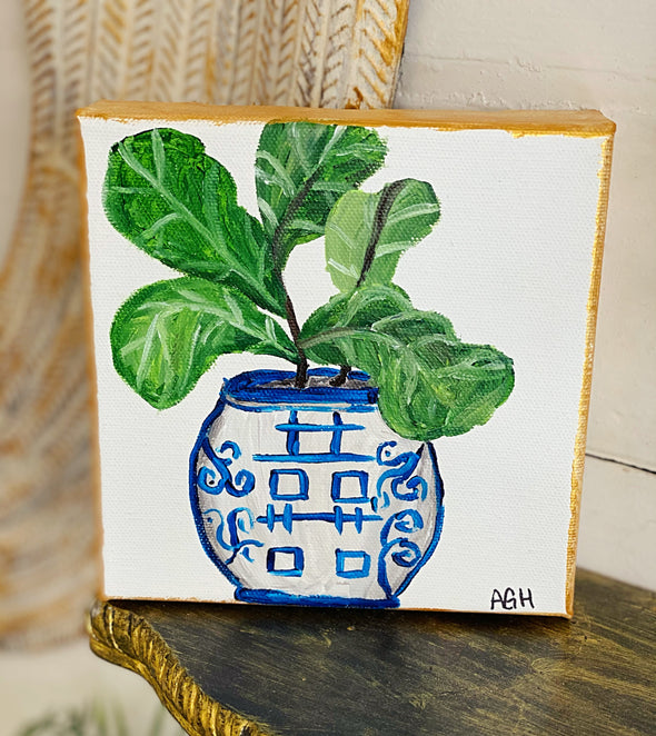 Fiddle Fig in a Double Happy Jar Painting