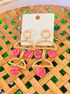 Geometric Pink Earrings