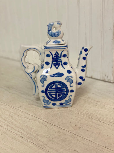 Blue and White Asian Duck Teapot