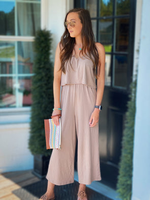 Ribbed Taupe Jumpsuit (S-XL)