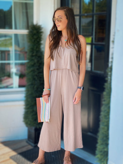 Ribbed Taupe Jumpsuit (S-XL)