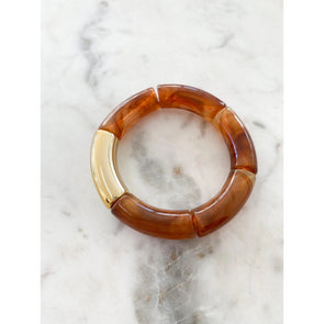 Chunky Acrylic Bangle with Gold Detail (5 colors)