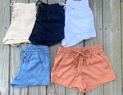 Linen Drawstring Shorts (5 Colors)