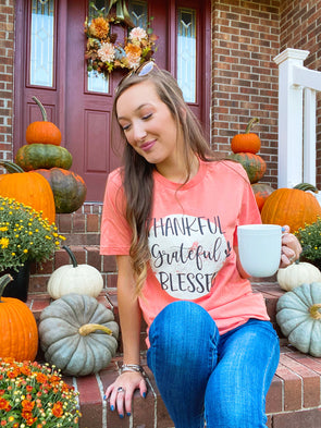 Thankful, Grateful, Blessed Tee (S-3X)