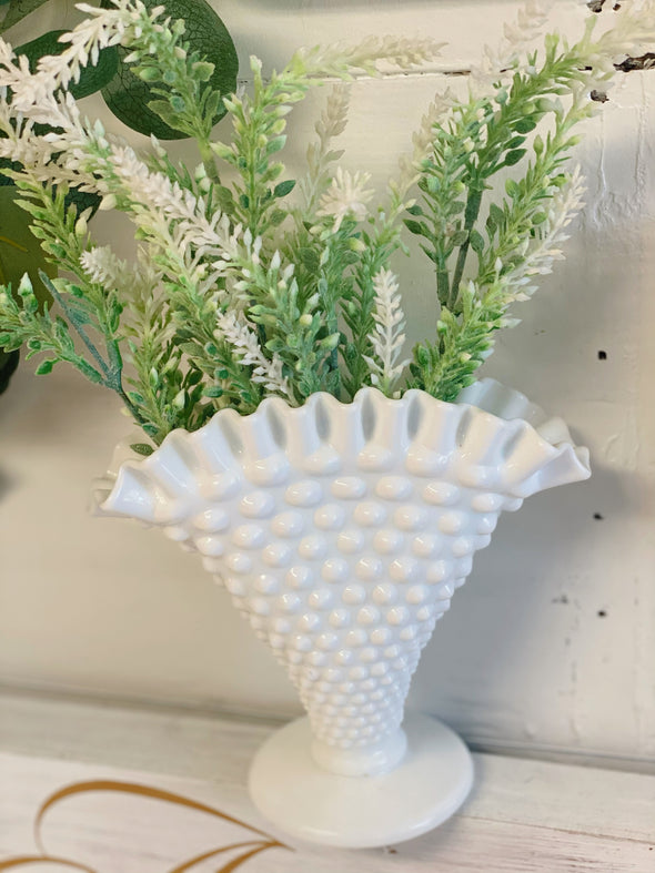 Fanned Milk Glass Vase