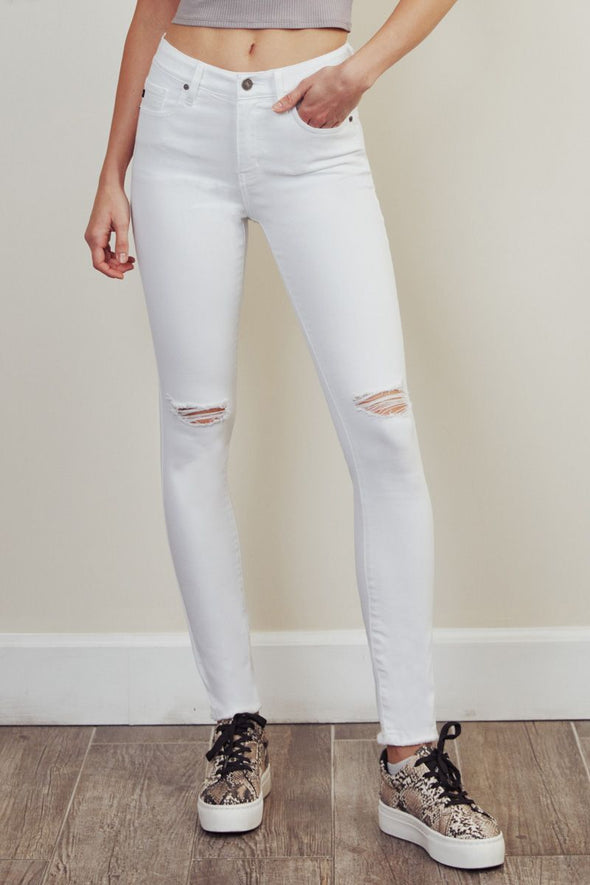 Distressed White KanCan Skinnies